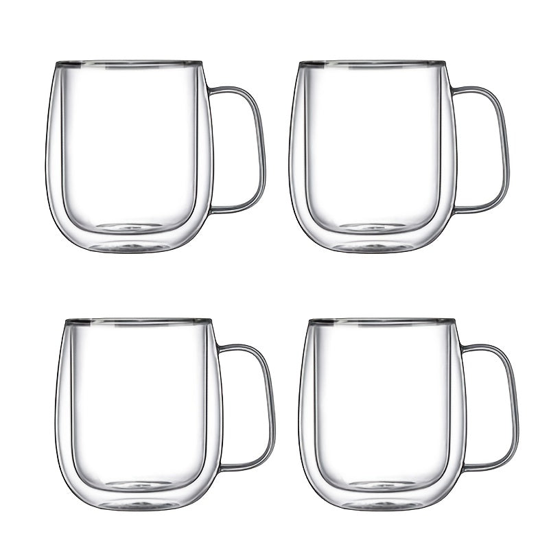 Glassio | Borosilicaat dubbellaagse glazen mokken – hittebestendige bekers met grote inhoud en handvatten