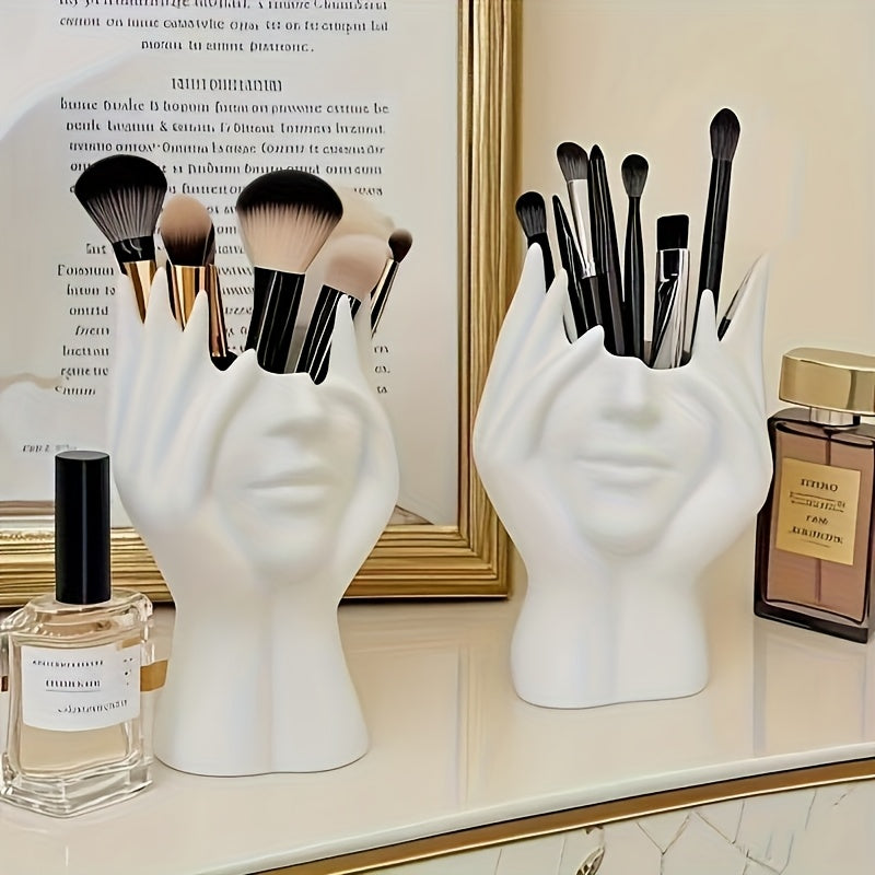 BrushMuse | Beeldhouwwerk make-upborstelhouder – Artistieke cosmetica-organizer