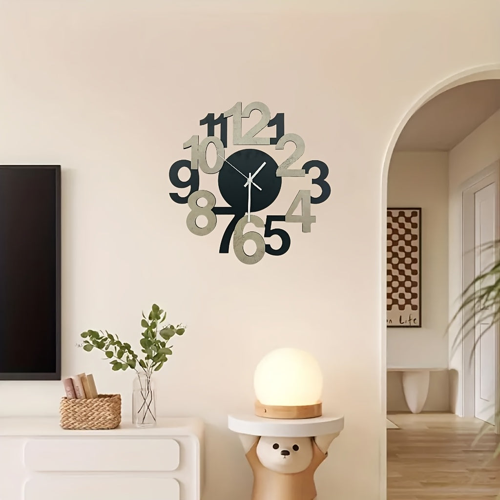 DigiForm | Moderne Metalen Wandklok - Asymmetrisch Digitaal Silhouet Ontwerp