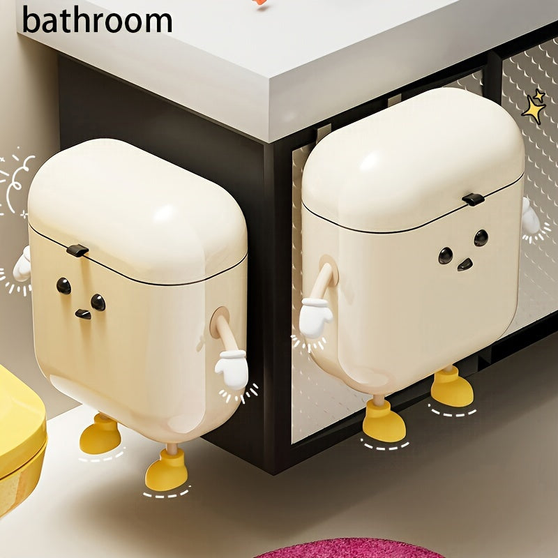 HappyBin | Stijlvolle afvalbak en opbergmand voor aan de muur, lekvrij, grote opening, cartoonontwerp