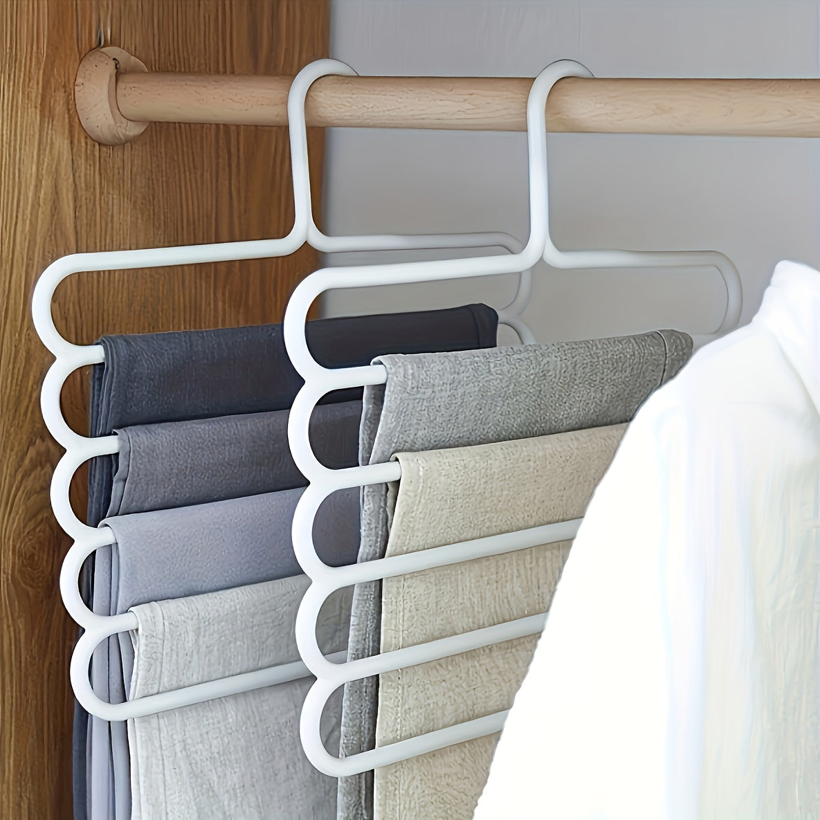 PantStack | 5-Laags Broeken- & Kledinghanger – Duurzame Plastic Kledingkast Organizer