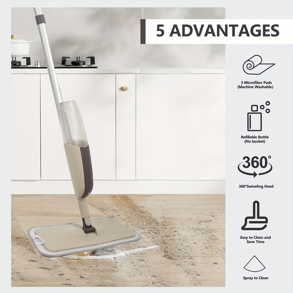 RevoMop | Herbruikbare Microvezel Spray Mop - Moeiteloos vloeren reinigen, roterende mop met herbruikbare pads