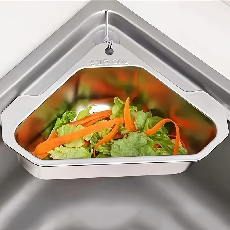SinkMate | Roestvrijstalen driehoekige afvoerzeef voor spoelbak – Keukenzeef