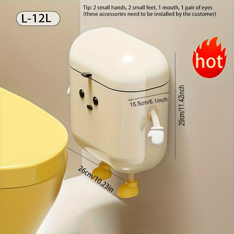 HappyBin | Stijlvolle afvalbak en opbergmand voor aan de muur, lekvrij, grote opening, cartoonontwerp