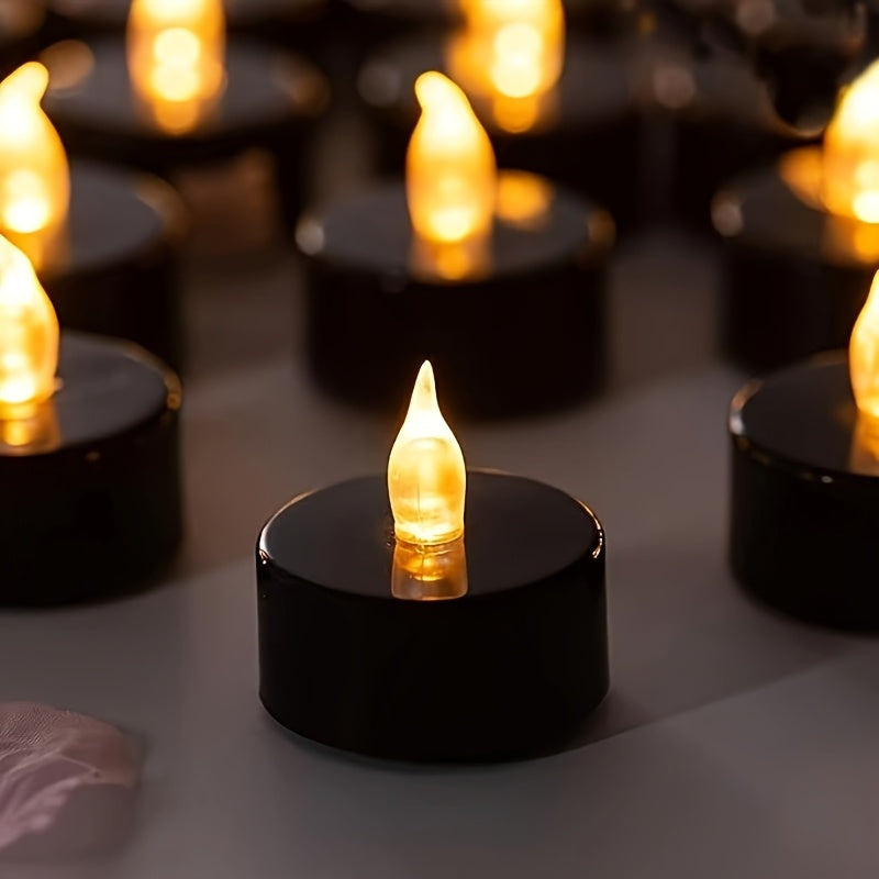 TwinkleCandle | Batterijgevoede zwarte theelichtjes – flikkerende lichtjes, veilige decoratie voor binnenshuis