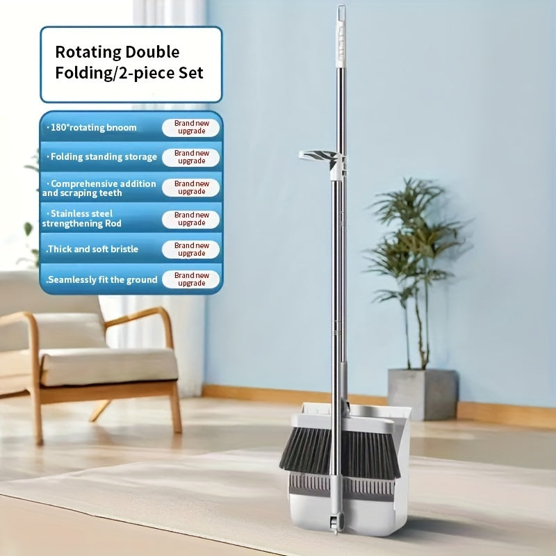 MagSweep | Magnetische, draaibare bezem en stoffer - 180° verstelbare lange steel voor thuis