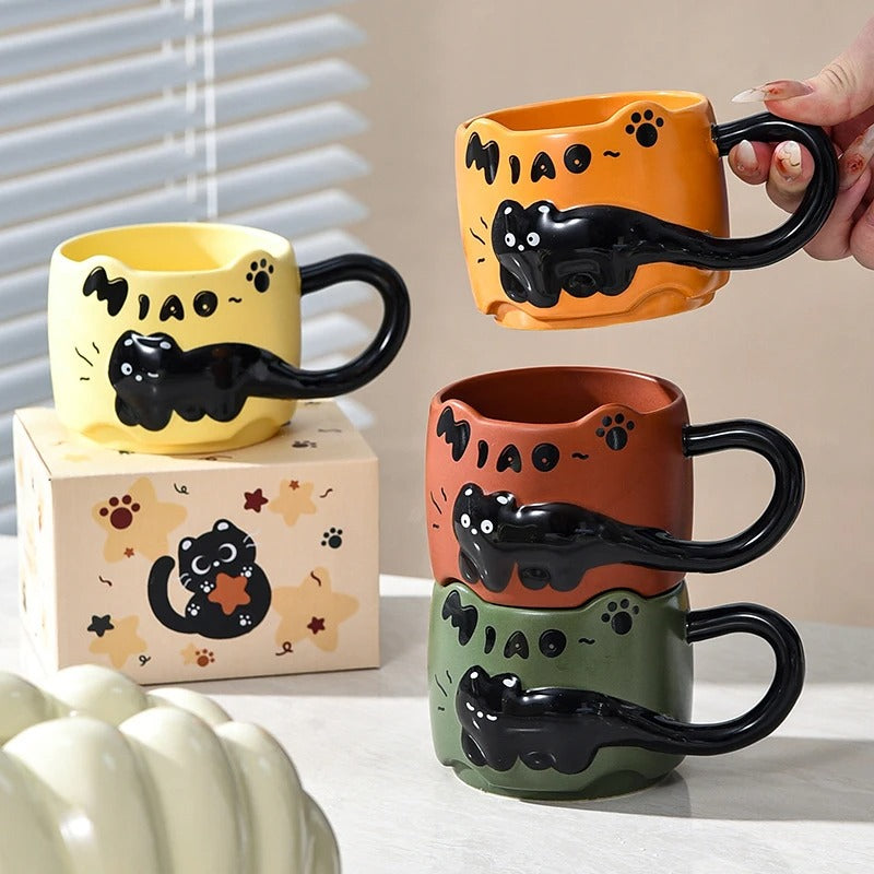 WhiskerStack | Stapelbare Keramische Kattenmokken - Schattige Koffie- & Theekopjes met Handvat