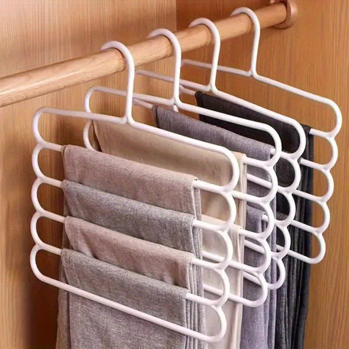 PantStack | 5-Laags Broeken- & Kledinghanger – Duurzame Plastic Kledingkast Organizer