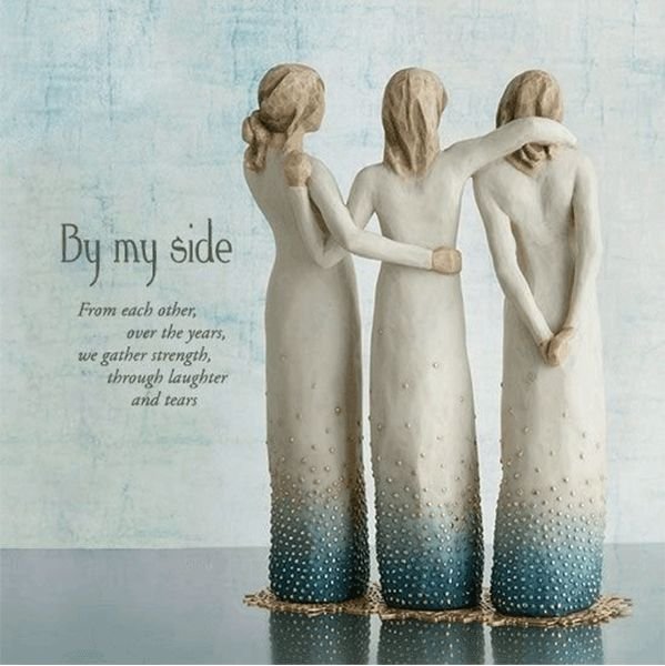 SoulSisters | Aan mijn zijde Beeldje - Handgemaakt Zussen Beeldje, Handgeschilderd Hars Geschenk