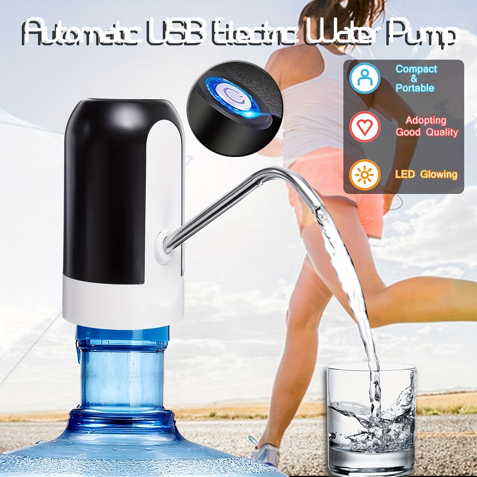 DrinkZap | Elektrische Waterflessenpomp - Automatische USB Oplaadbare Dispenser voor 2-5 Gallon Flessen