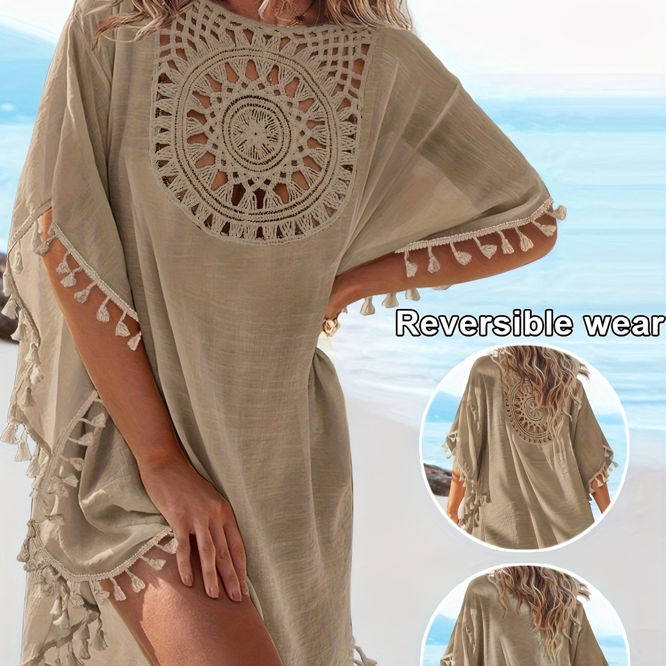 Alora | Boho-strandjurk voor dames – Lichtgewicht zomerse kaftan met V-hals