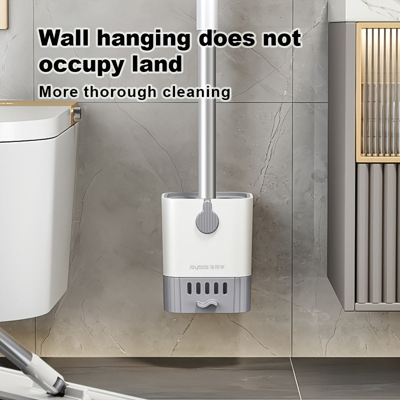 Rinzo | Wandgemonteerde toiletborstel en houder set – Lange steel, lekbak, geen dode hoeken
