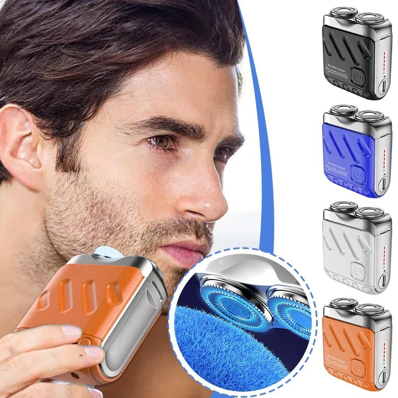 TwinTrim | Draagbaar dubbelrings elektrisch scheerapparaat - USB-oplaadbare Reisbaard & Gezichtshaartrimmer