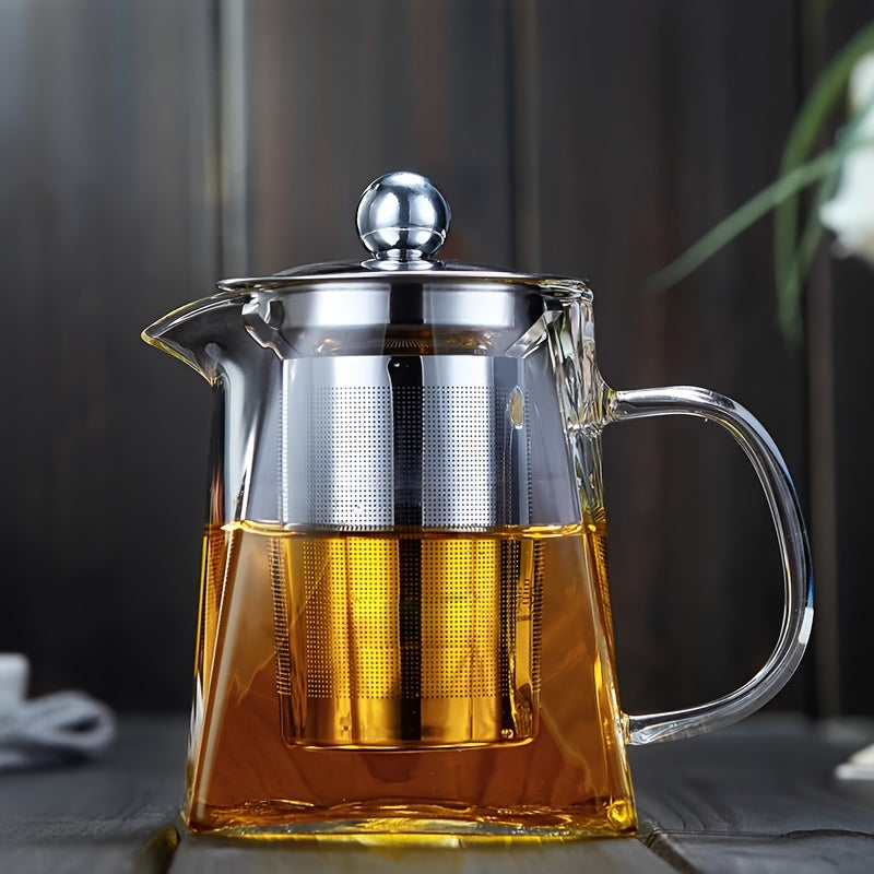 Infuso | Dikke hittebestendige glazen theepot met roestvrijstalen filter, kruiden- en bloementhee