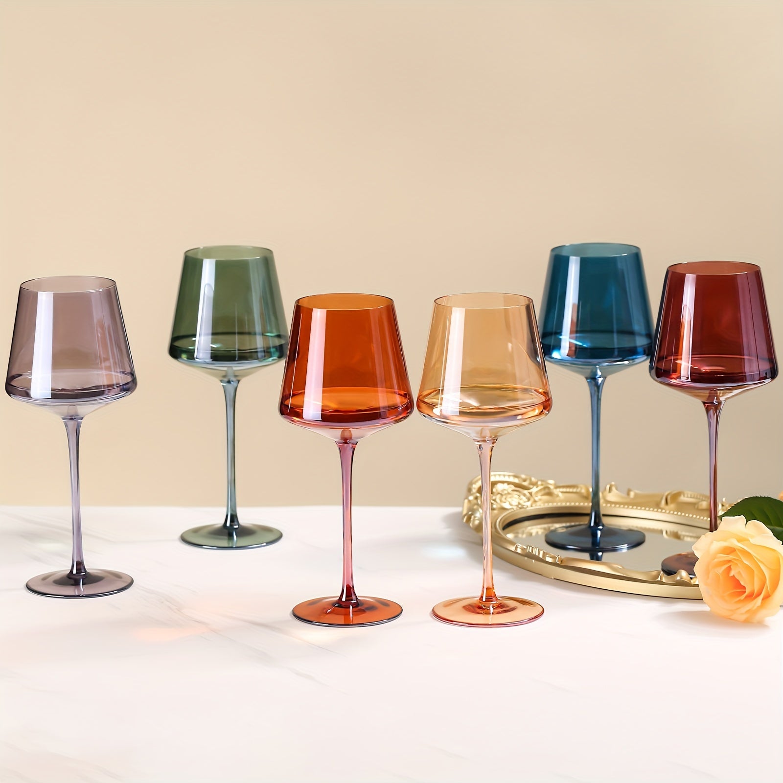 AuraGlass | Elegante Gekleurde Wijnglazen - Luxe Kristallen Wijnglazen voor Speciale Gelegenheden