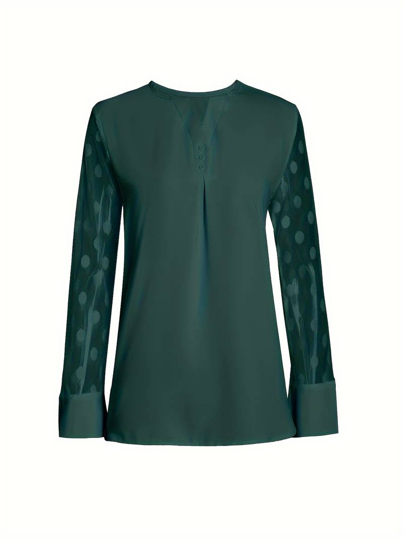 Jenia | Doorzichtige damesblouse – Chique, elegant shirt met lange mouwen van mesh