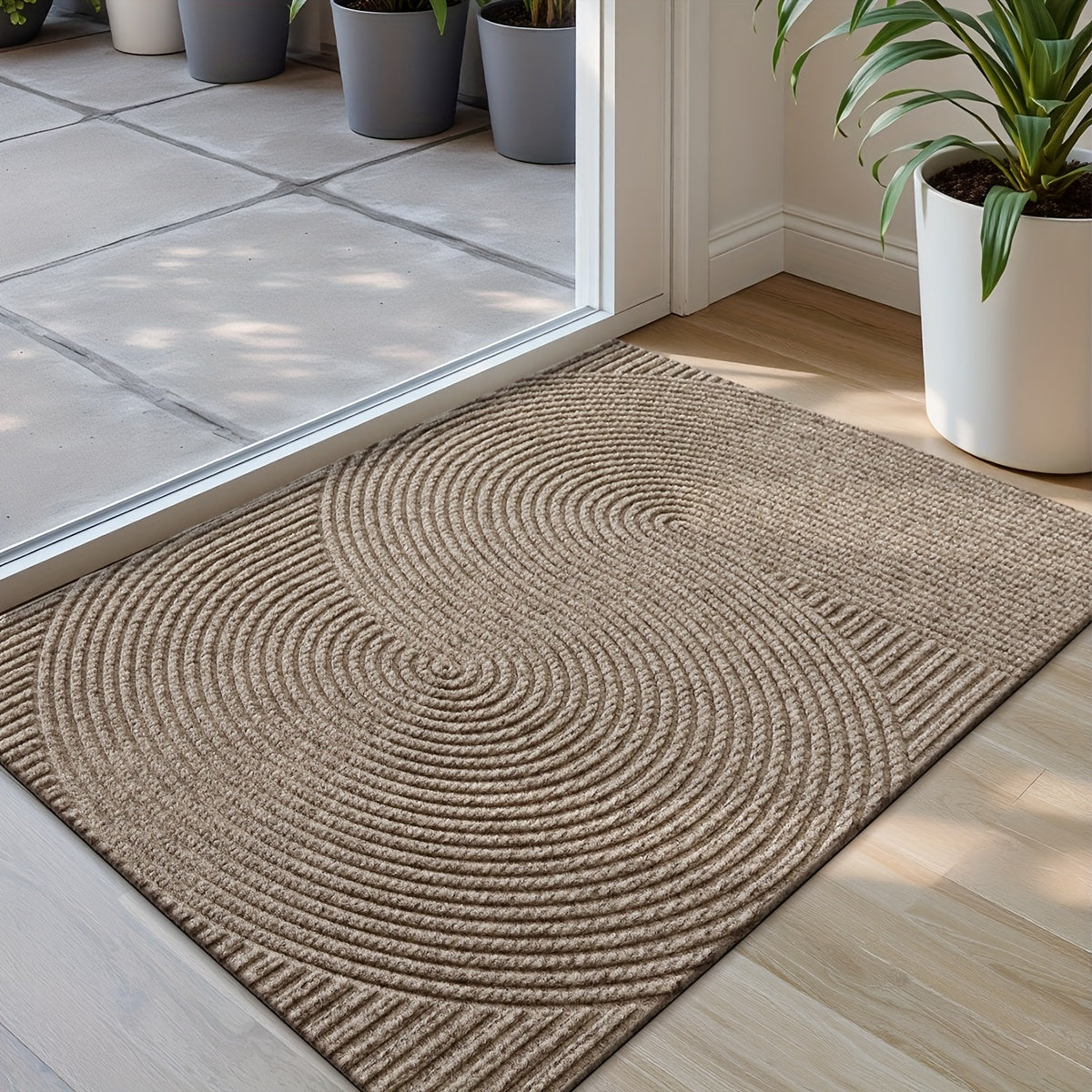 DoorMate| Antislip Laagprofiel Deurmat - Geometrisch Patroon Entree Deken, Binnen Buiten