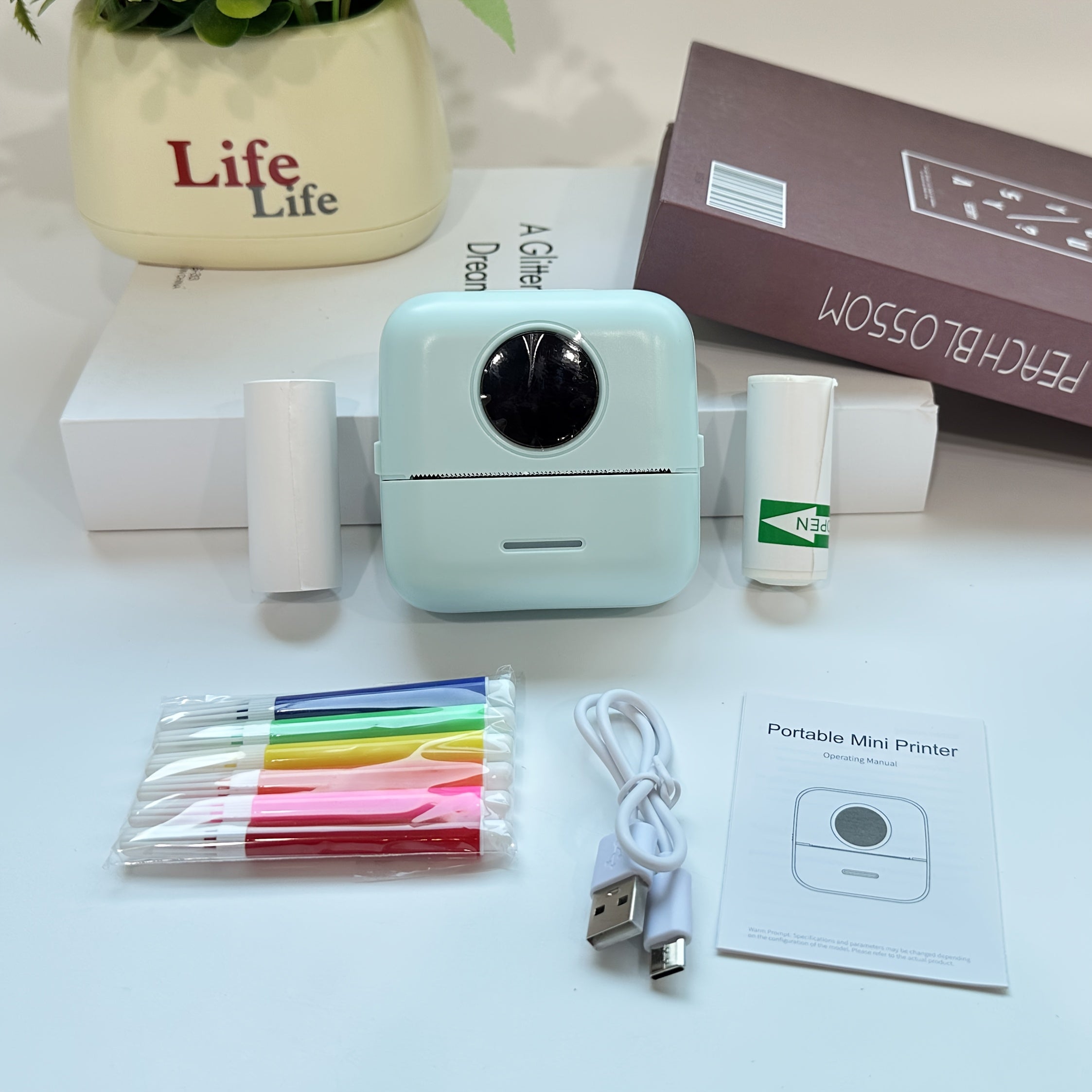 PrintMate | Mini draagbare thermische printer met 14 papierrollen – Foto- en labelafdrukken