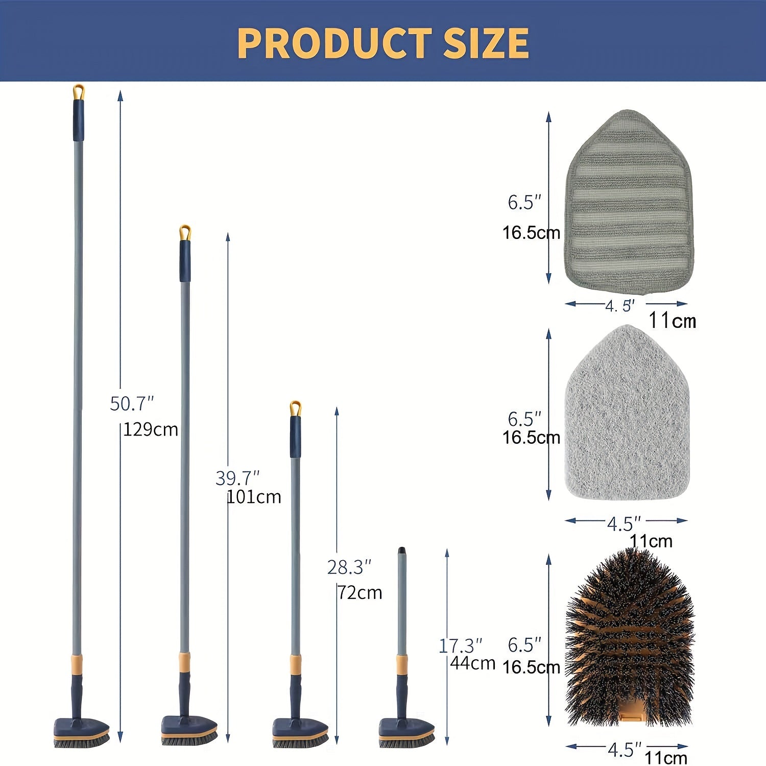 MightyBrush | 3-in-1 uitschuifbare bad- en tegelschrobborstel – 127 cm lange steel, badkamer-, bad-, vloer- en toiletreiniger