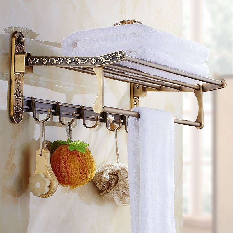 HeritageRust | Antiek Bronzen Badkamerbeslag Set - Handdoekrek, Toiletpapierhouder & Borstelhouder, Aluminium