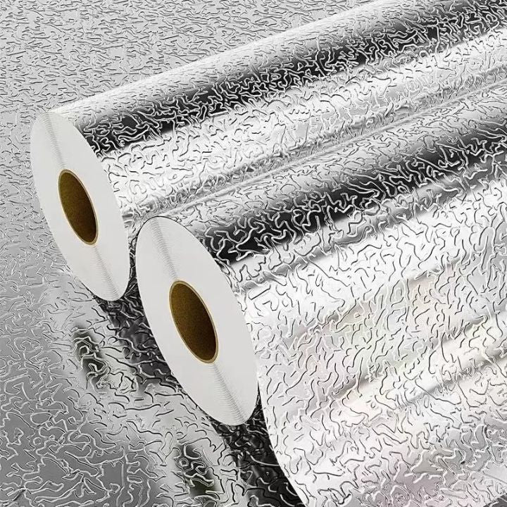 OilGuard | Zelfklevende aluminiumfolie keukenachterwand - oliebestendig, waterbestendig