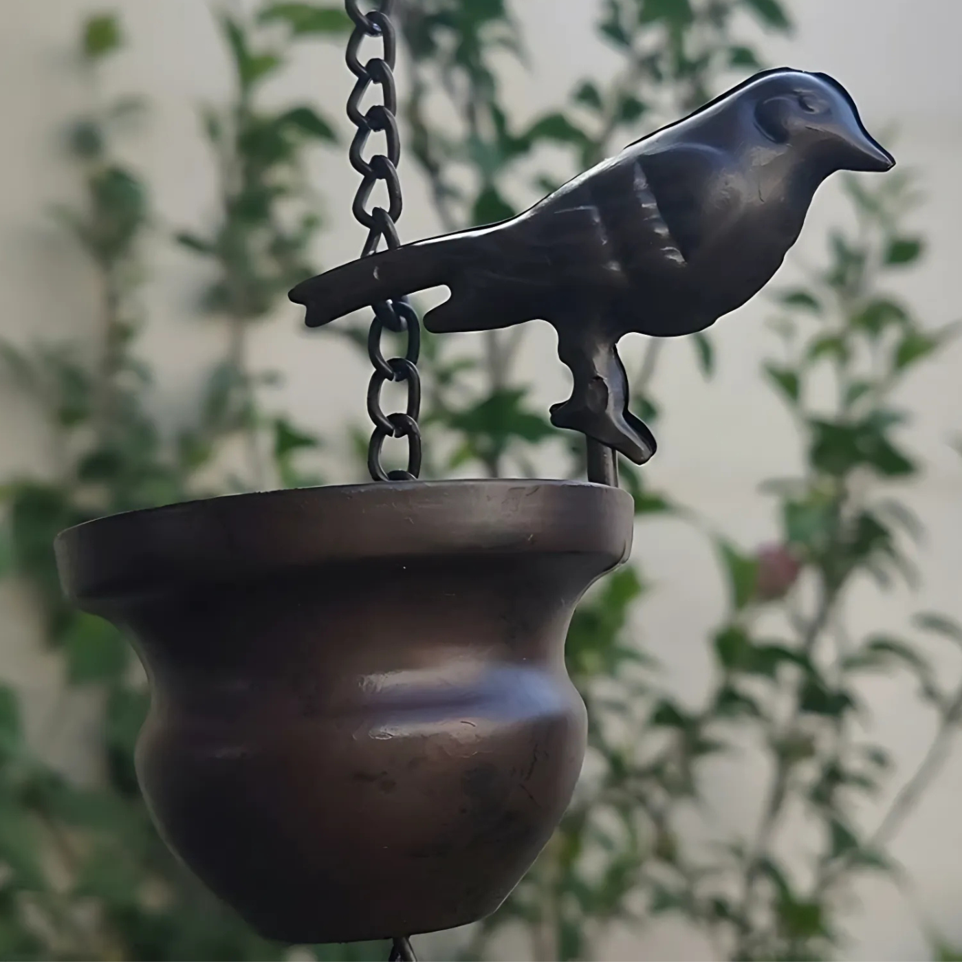 RainPerch | Metalen Vogelregenketting - Hangend Regenornament voor Buiten met Koppen & Vogels