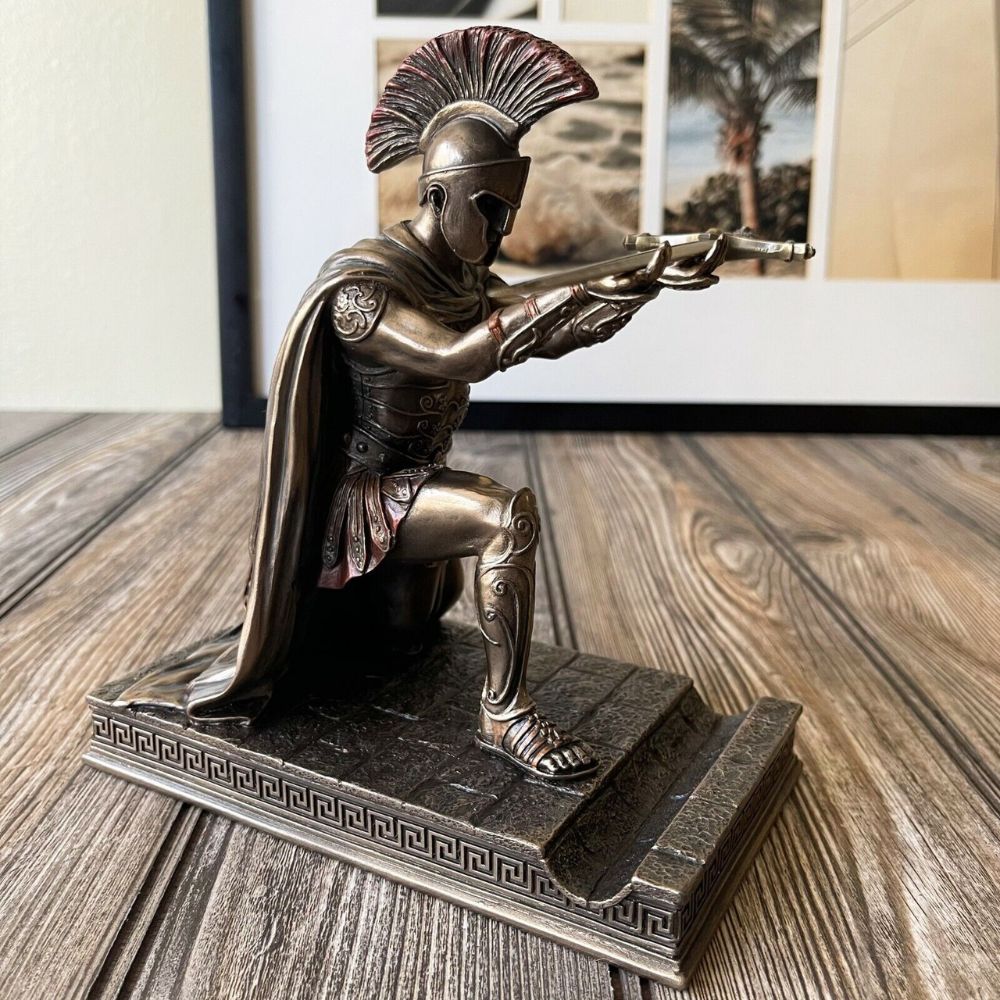 SpartaStatue | Griekse Hopliet Krijgerstandbeeld – Beeld van Bronskleurige Hars