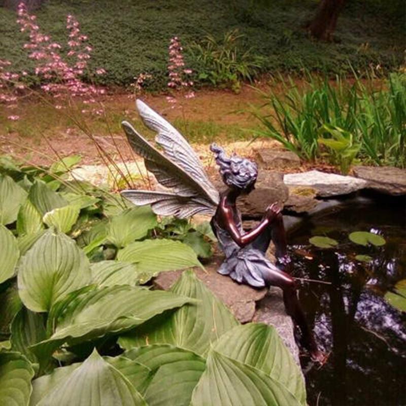 MiraFae | Zittend Fairy Tuinbeeldje - Buiten Hars Fairy beeldje voor tuin, patio, gazon, balkon