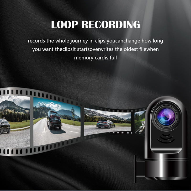 RoadEye | 1080P HD Mini Dashcam - ADAS Veiligheidssysteem, 360° draaiende autocamera, nachtzicht, lusopname