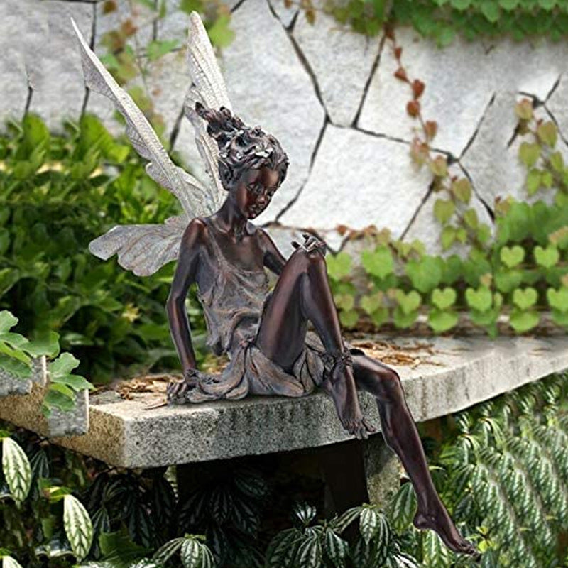 FairyLoom | Zittend Tuinkabouter Elfbeeldje van Hars 23CM – Buiten Fairy Tuinbeeld Decoratie