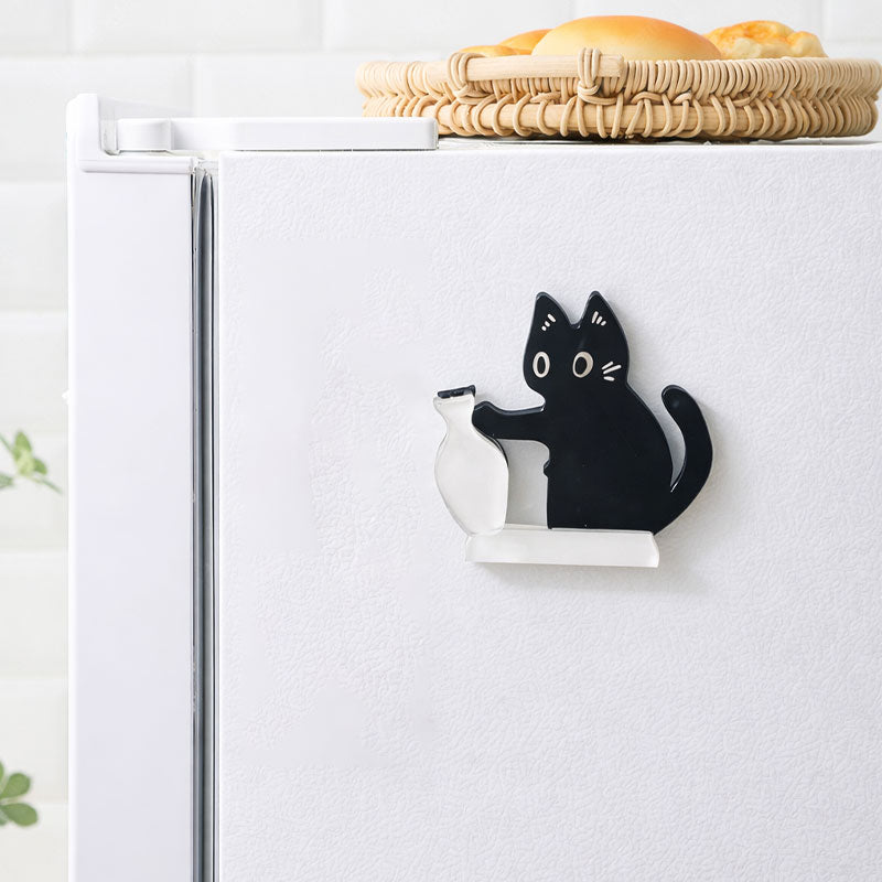 ShadowCat | Zwarte kat koelkastmagneet – Leuke keukendecoratie, koelkastaccessoire