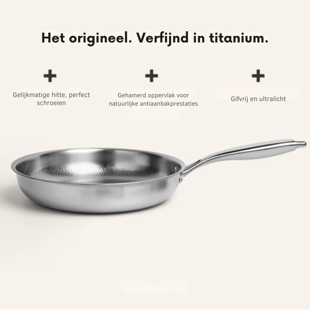 HammerLux | Titanium gehamerde koekenpan – Duurzaam, niet-giftig kookgerei voor een gezond en stijlvol huis