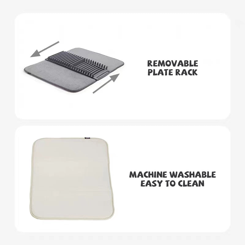 DishNest | Multifunctionele afdruipmat – Absorberende, sneldrogende, antislip keukenmat