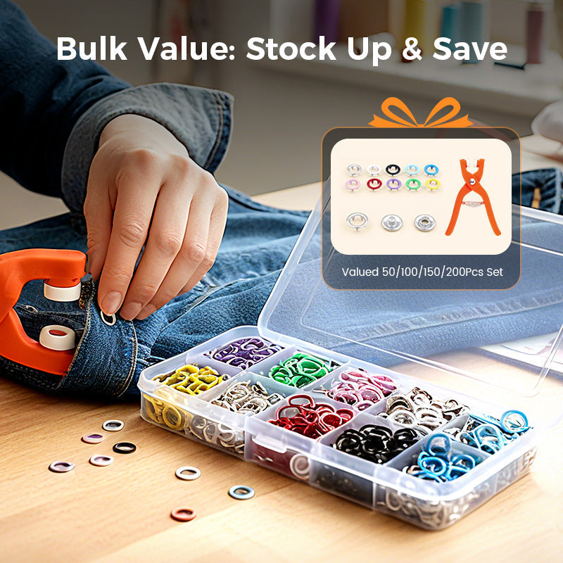 SnapSmith | Metalen drukknopen en tanggereedschapsset – DIY-kledingknutselset met opbergdoos