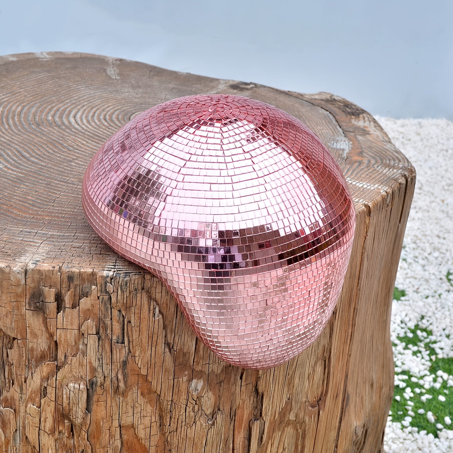 Meltique | Zilverkleurige gesmolten disco bal sculptuur - gespiegeld glas smelten bal, Decoratief Ornament voor in Huis