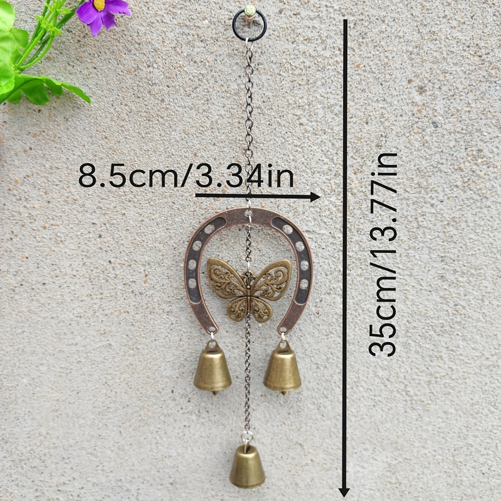 ChimeHoop | Grote Hoefijzer Windgong met Decoratieve Ketting – IJzeren Tuinornament