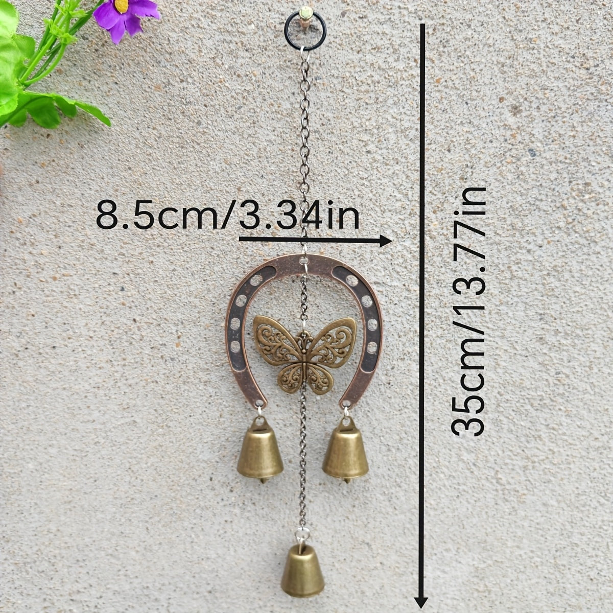 ChimeHoop | Grote Hoefijzer Windgong met Decoratieve Ketting – IJzeren Tuinornament