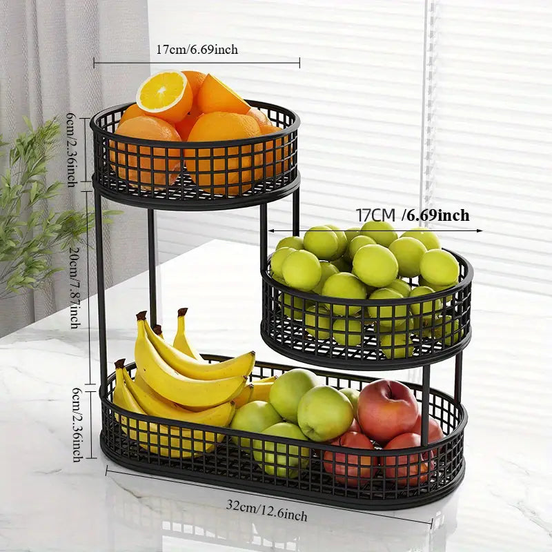 GrandNest | Metalen fruitmand met meerdere etages - grote snackhouder voor keuken en koffietafel