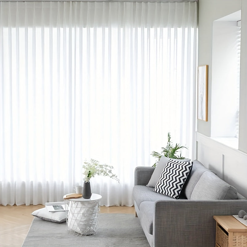 SheerDrape | Wit chiffon semi-transparant gordijn - Zachte tule gordijnen voor thuisdecoratie