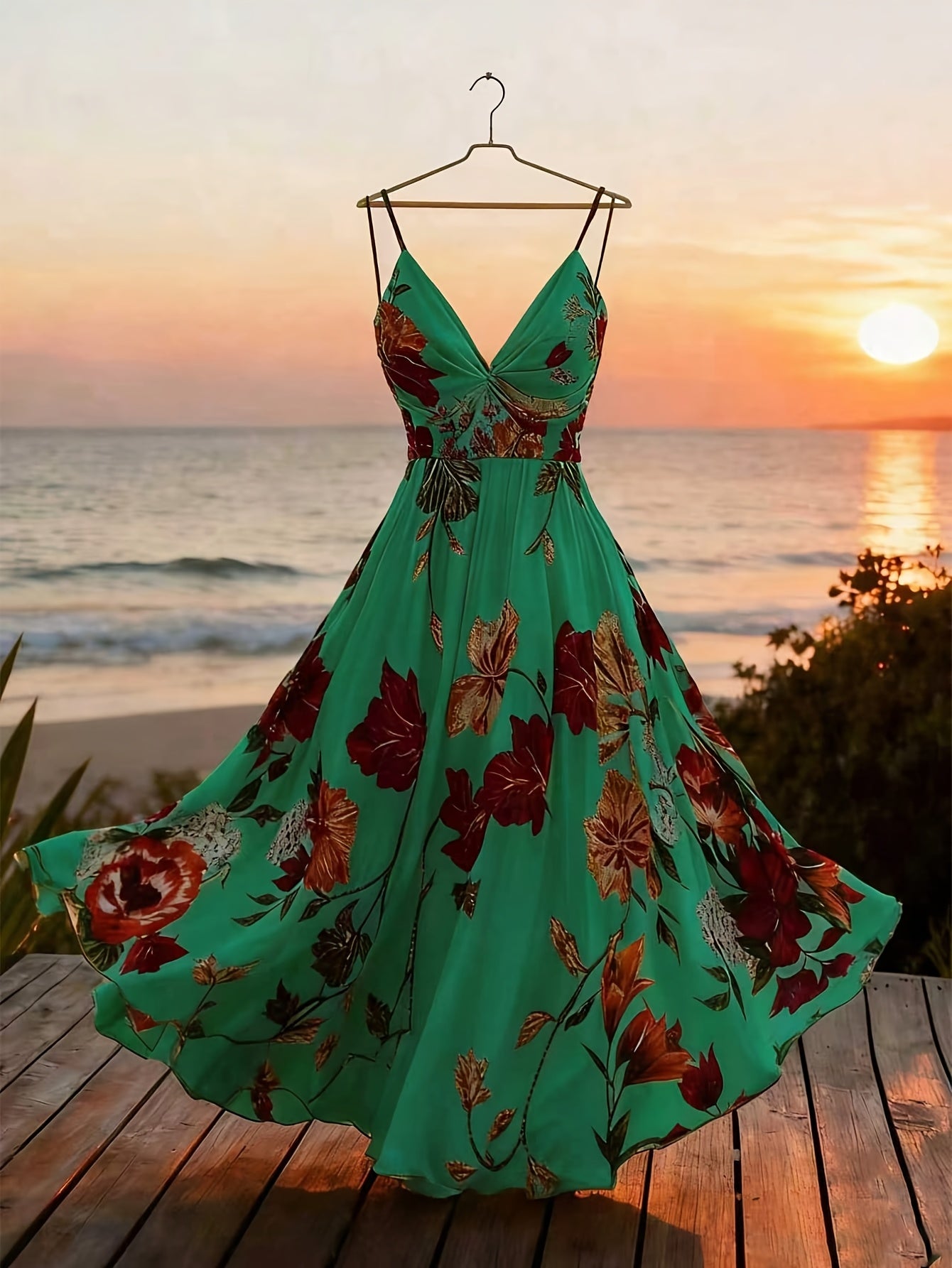 Greya | Zomerjurk voor dames – Midi-jurk met bloemenprint, mouwloos, voor op het strand