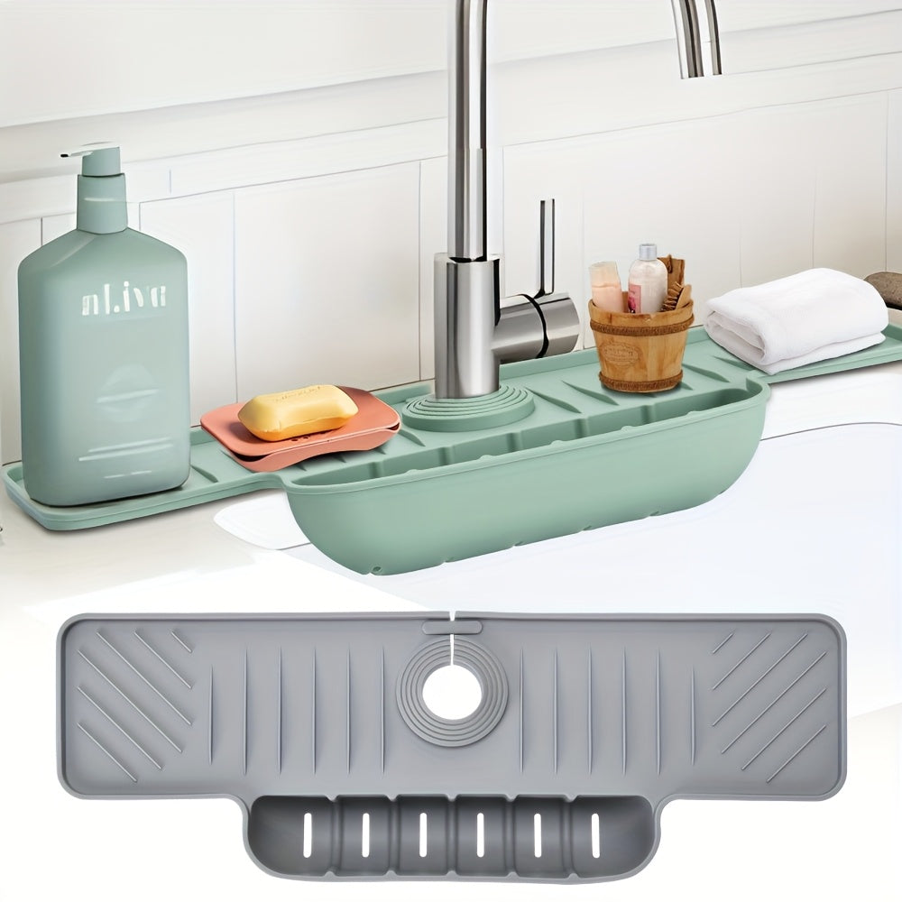 DryFlow | Siliconen Spatbescherming voor de Kraan & Gootsteenorganizer – Antislip Afvoertray