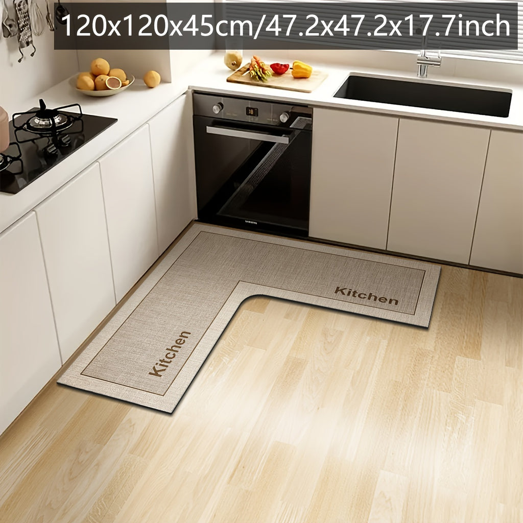 StepNook | Grote L-vormige keukenmat – antislip siliconen onderkant, vloerkleed voor eetkamer en hal