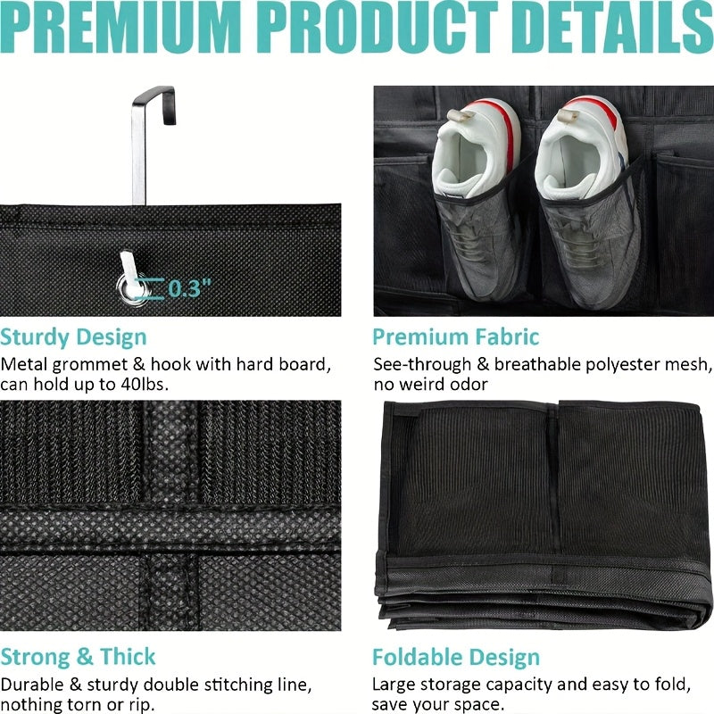 ShoeCaddy | Over-de-Deur Schoen Organizer met 24/35 Grote Gaaspockets – Hangende Schoenenrek