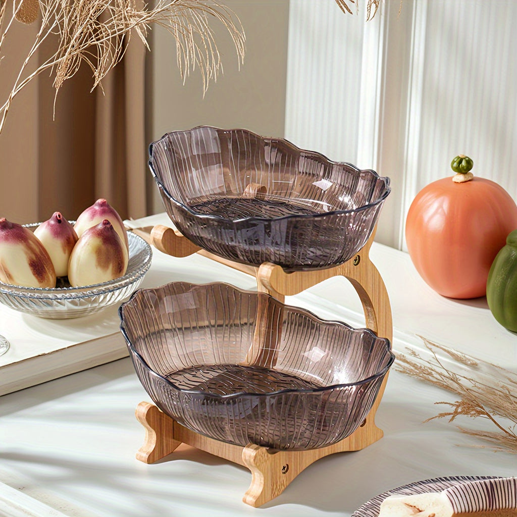 StackNest | 3-Lagen Plastic Fruit- & Snackbord – Multifunctionele Opbergtray, Gelaagde Dessertstandaard
