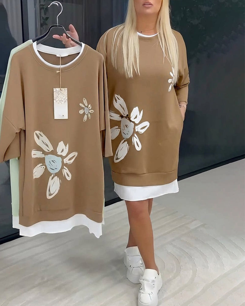Arlira | Casual Jurk – 3/4 Mouwen, 2-Lagen Design, Comfortabel & Stijlvol