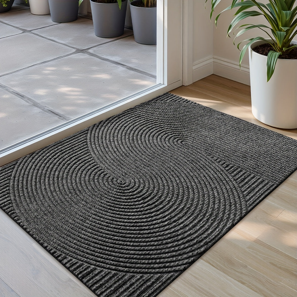 DoorMate| Antislip Laagprofiel Deurmat - Geometrisch Patroon Entree Deken, Binnen Buiten