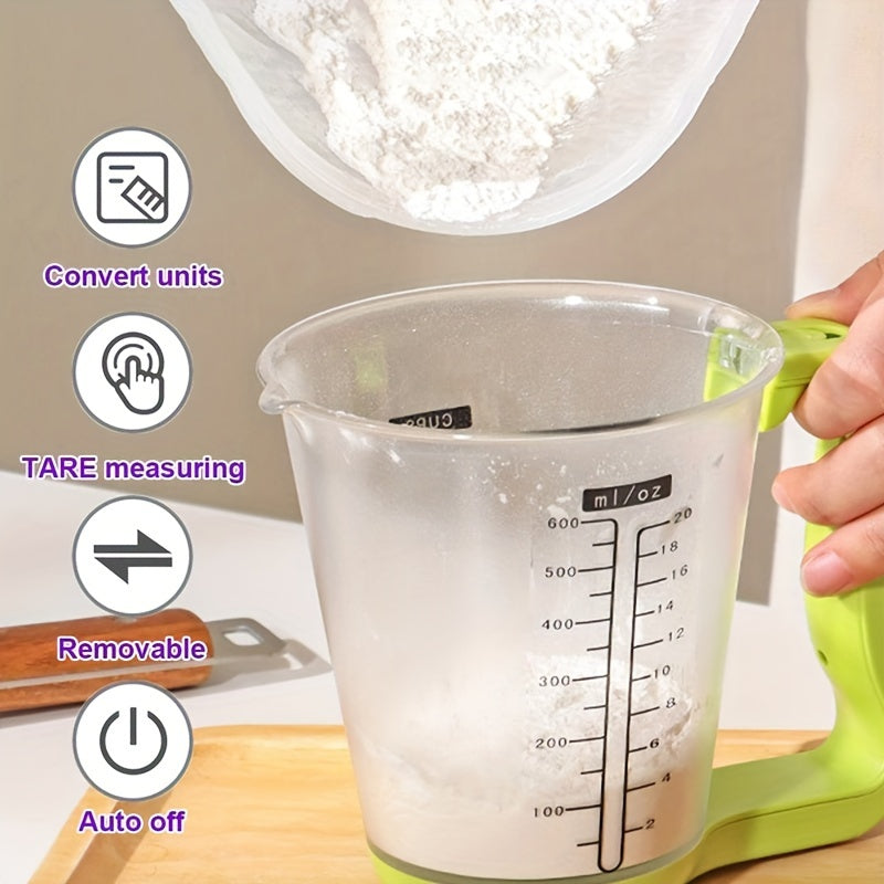 ScaleCup | Compacte digitale keukenweegschaal met LCD-scherm, precieze maatbeker, beker