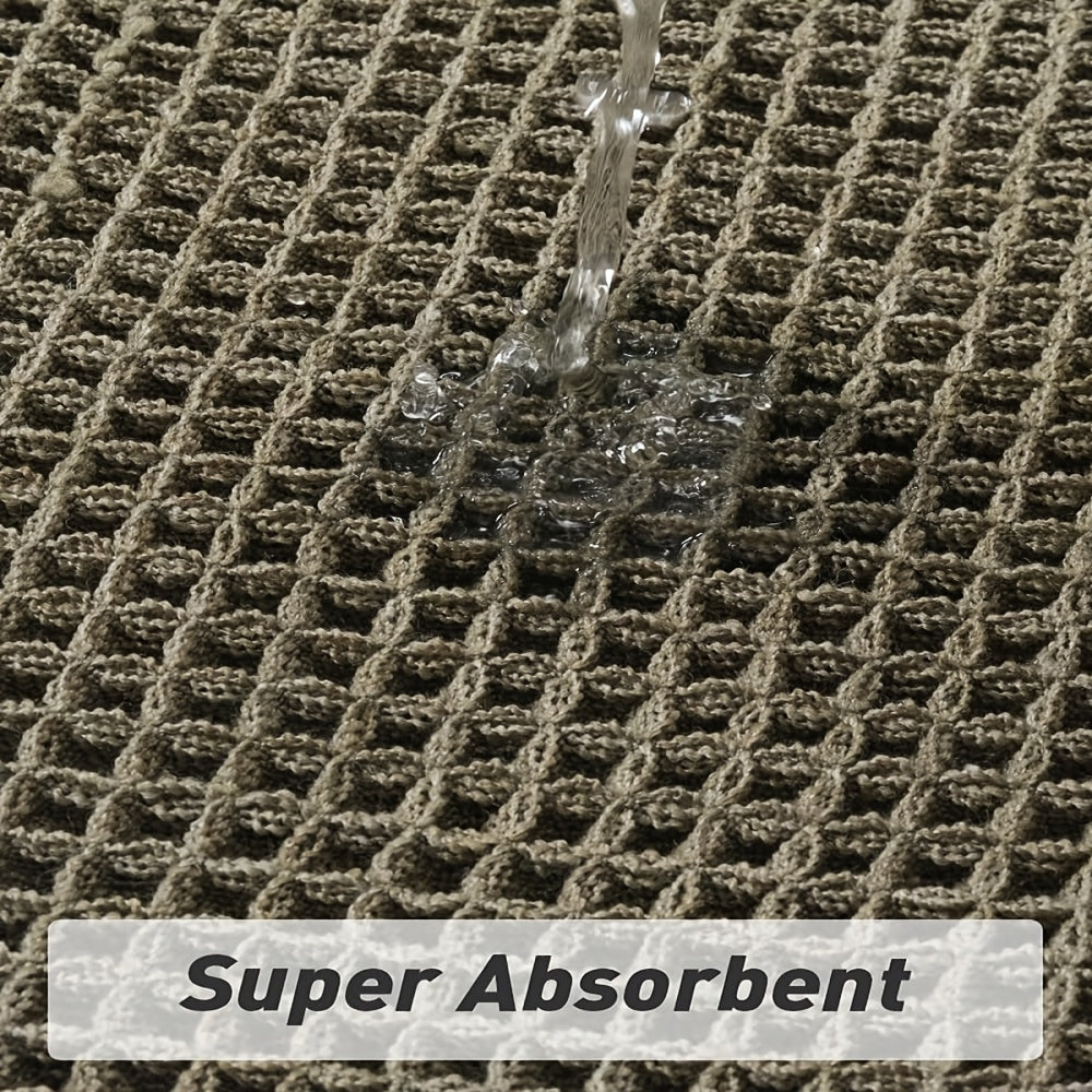 AbsorbEase | Ultra-absorberende wafelbadmat met kwastjes - antislipmat