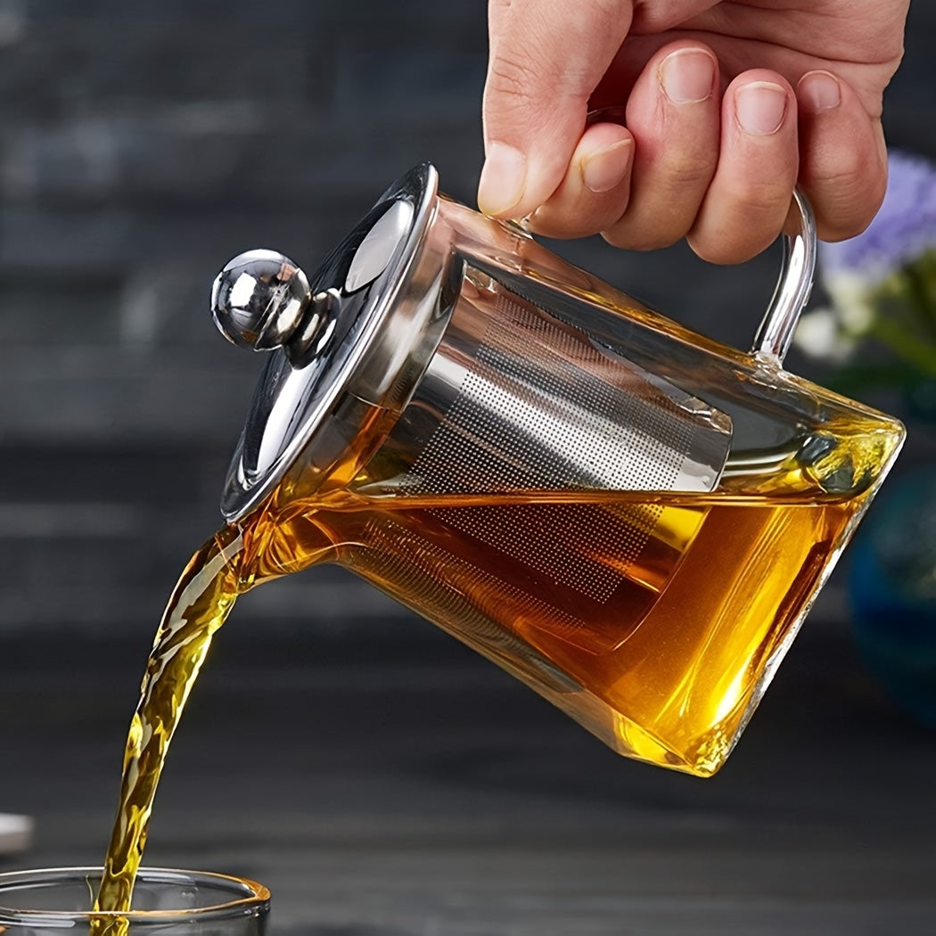 Infuso | Dikke hittebestendige glazen theepot met roestvrijstalen filter, kruiden- en bloementhee