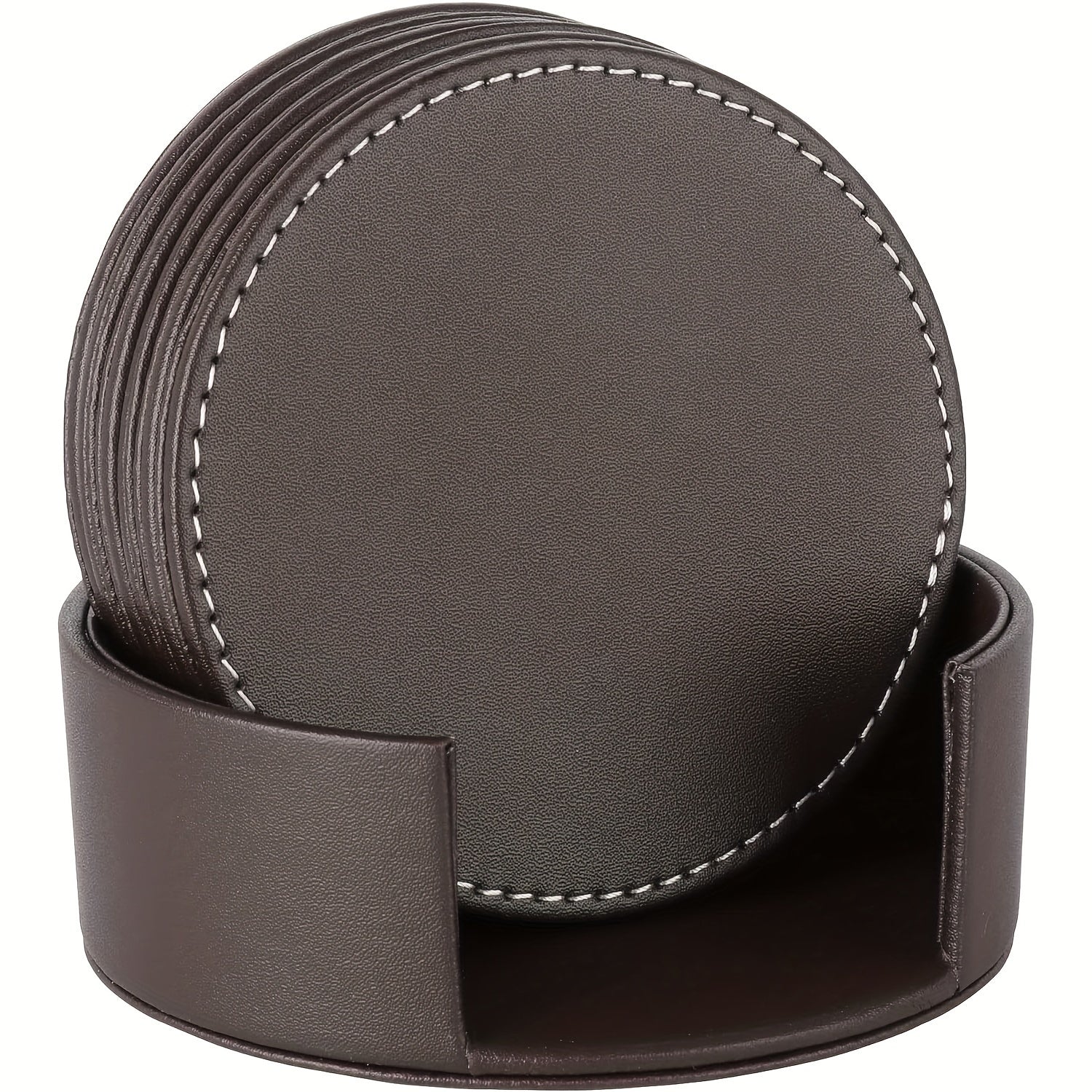 SipNest | 6 stuks recyclebare onderzetters van kunstleer – rond, 10 cm, voor koffie, wijn en andere dranken